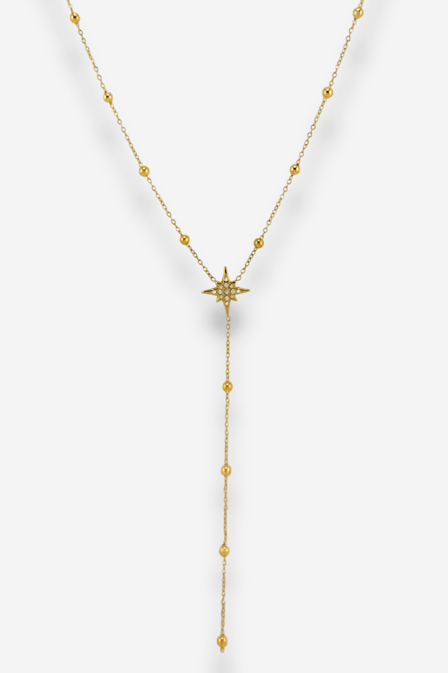 Bijou en acier inoxydable Collier SPARKLING SISTERS BAY
Existe aussi en argenté
Collier en “Y” doré avec étoile à strass.
Chaîne ajustable grâce à la chaînette d'extension.