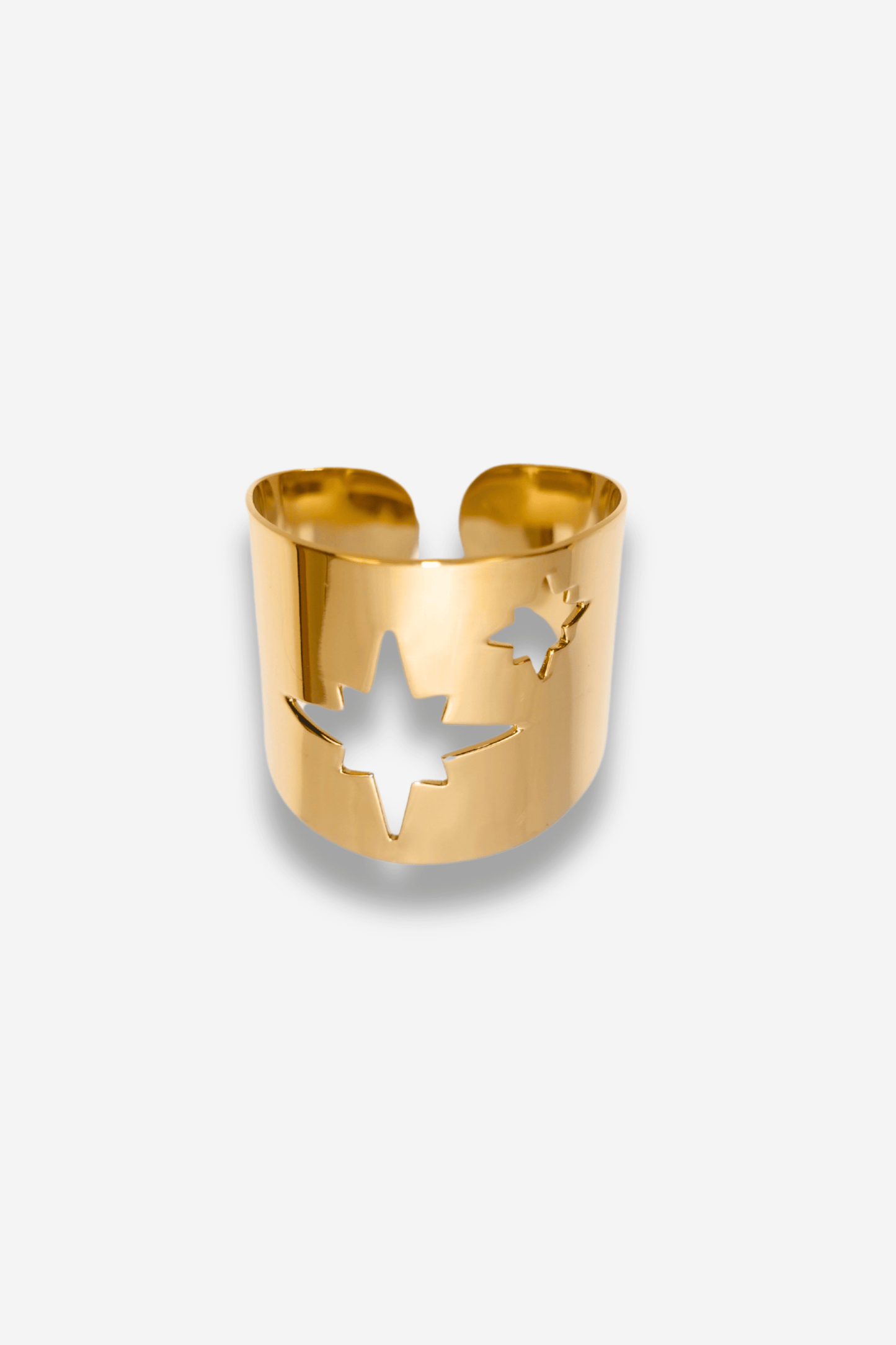 Bague dorée HALO de Sisters Bay en acier inoxydable avec formes d’étoiles, ajustable