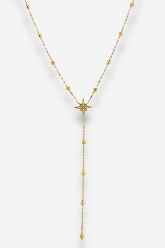 Bijou en acier inoxydable Collier SPARKLING SISTERS BAY
Existe aussi en argenté
Collier en “Y” doré avec étoile à strass.
Chaîne ajustable grâce à la chaînette d'extension.