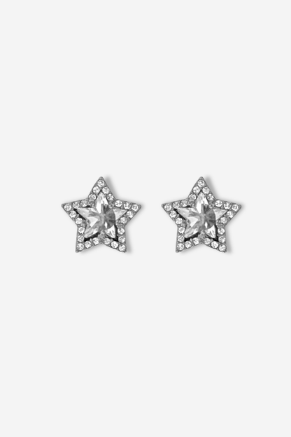 Boucles d'oreilles argent star en acier inoxydable à strass sisters bay