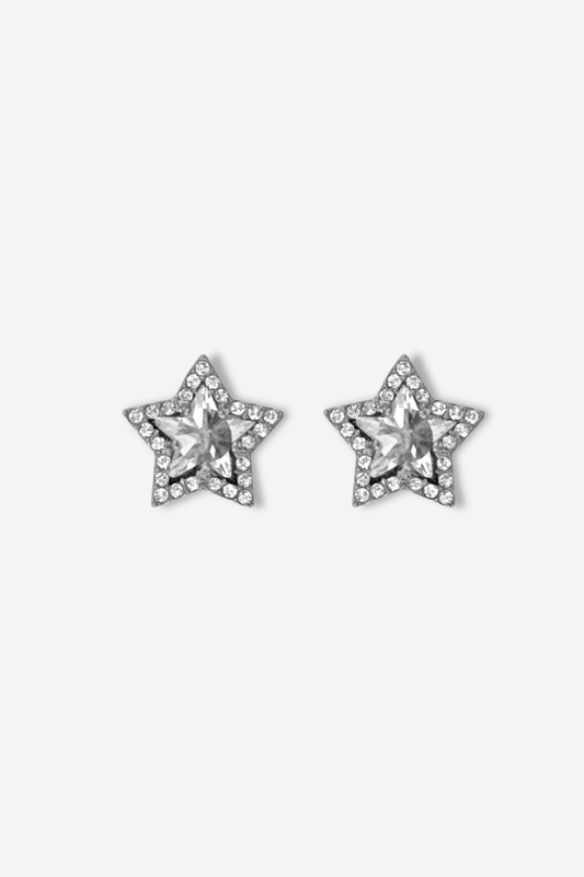 Boucles d'oreilles argent star en acier inoxydable à strass sisters bay