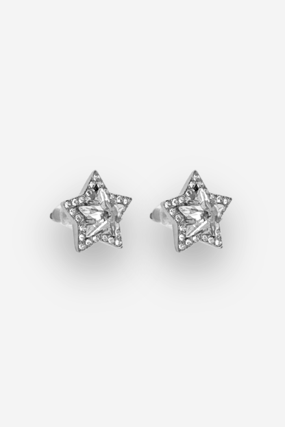 Boucles d'oreilles argent star en acier inoxydable à strass sisters bay