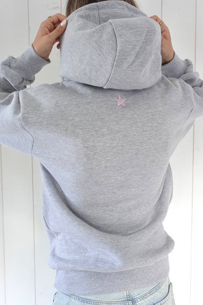 Sweat-shirt SISTER - Gris brodé baby pink