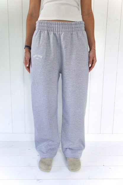 Jogging NEW YORK gris chiné porté taille haute, ceinture réversible sisters bay