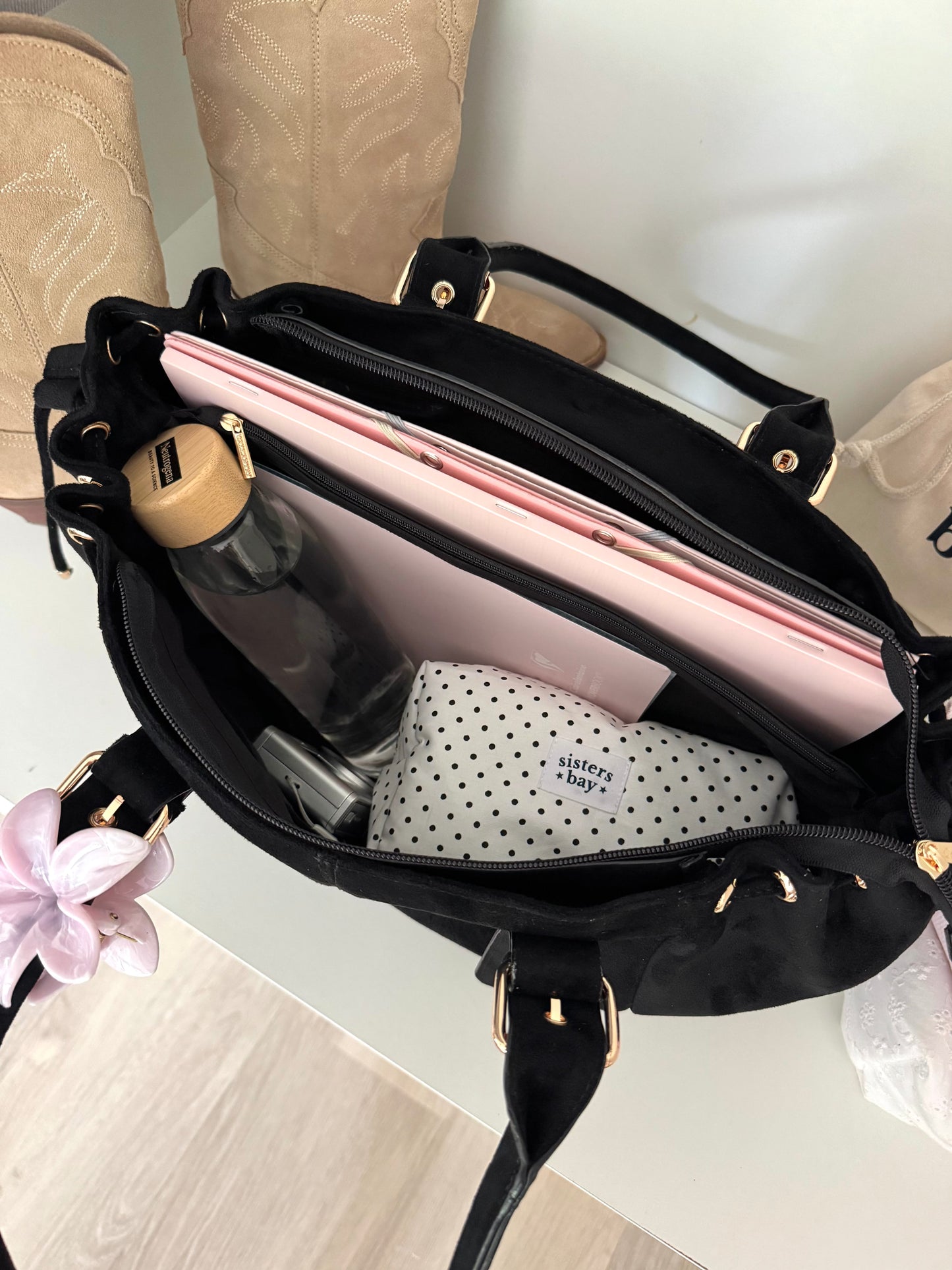 SAC EAST SIDE SISTERS BAY POUR LES COURS NOIR SUEDE INTERIEUR