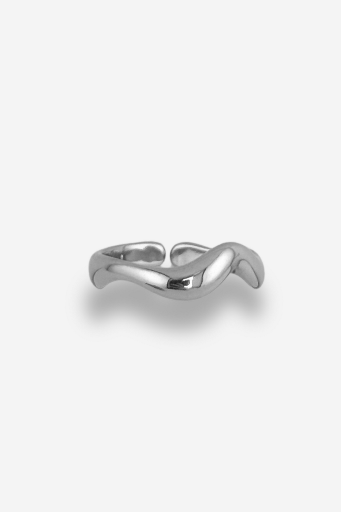 bague waves ondulée argentee reglable en acier inoxydable isters bay 