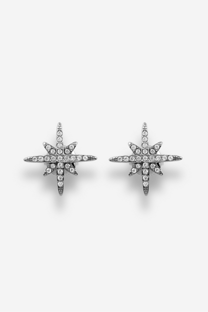 boucles doreilles argentées eclipse etoiles a strass en acier inoxydable sisters bay