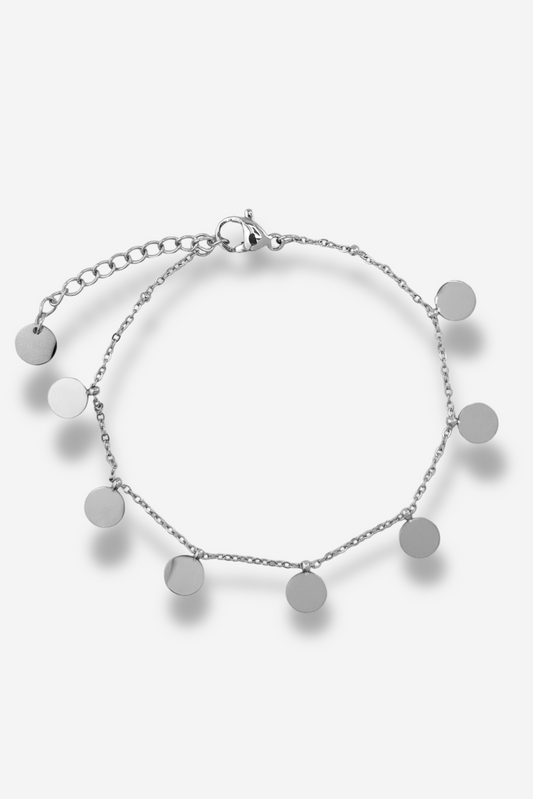 bracelet eternity argenté sisters bay acier inoxydable breloques rondes
