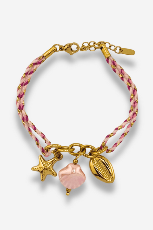 bracelet havana sisters bay à breloques rose acier inoxydable