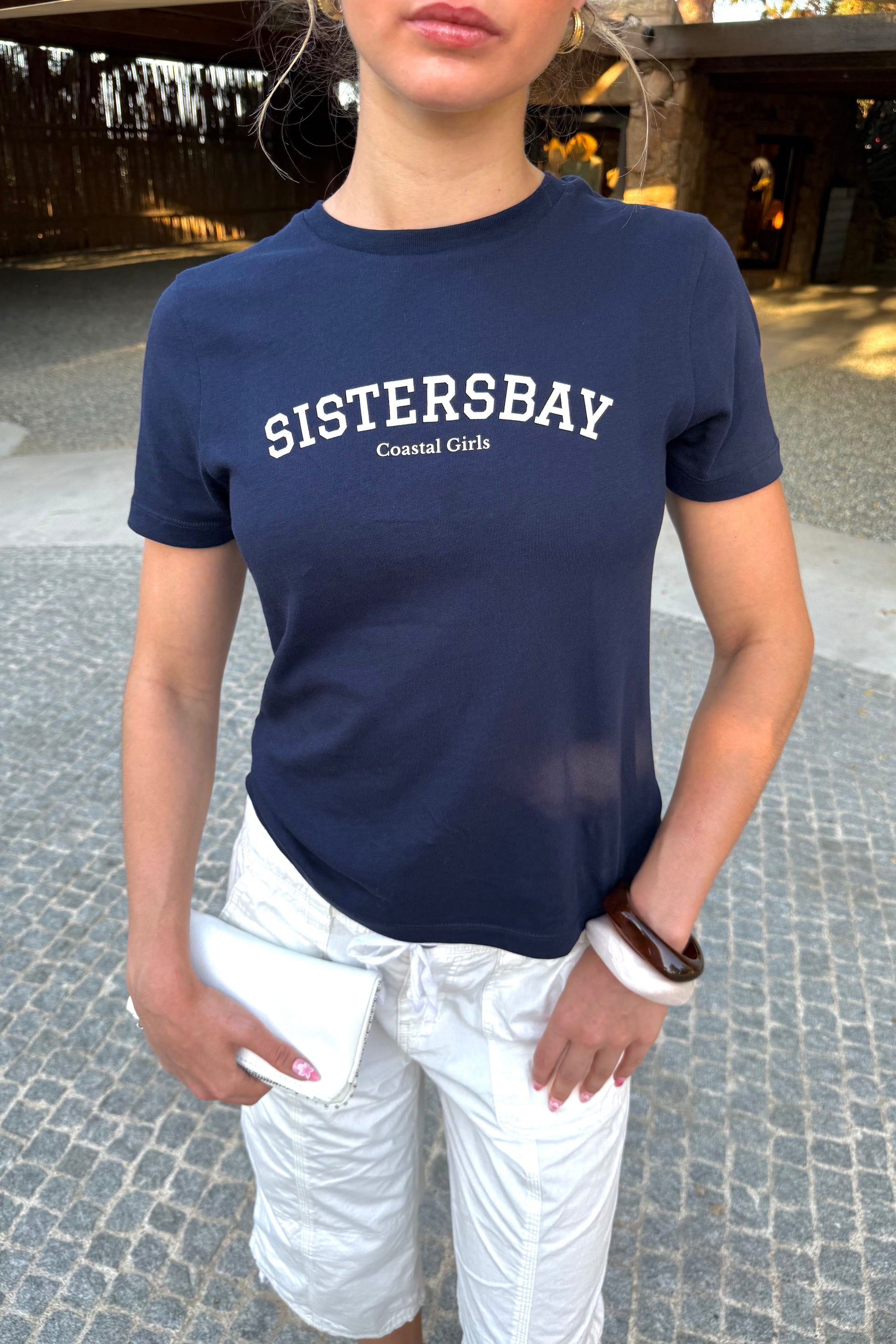 t-shirt sistersbay coastal girls navy coupe baby tee tendance parfait pour l'rte